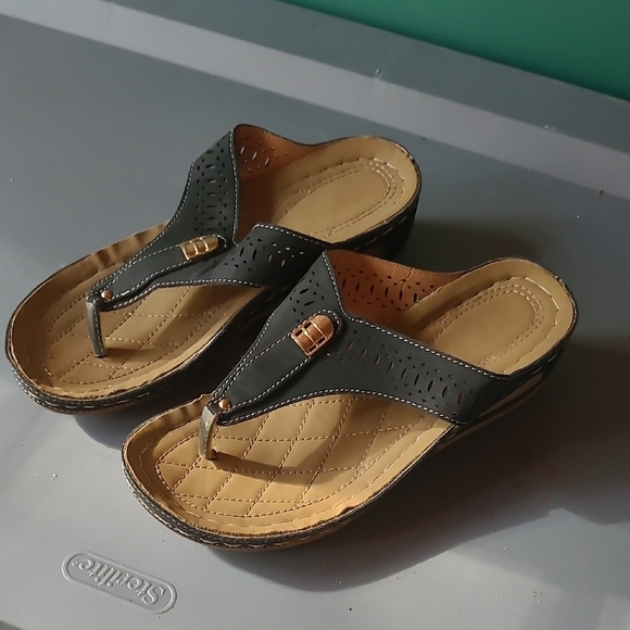 Shoes - Black and Tan Sandals